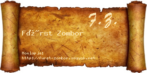 Fürst Zombor névjegykártya